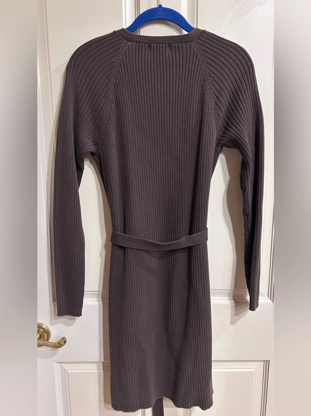 Old Navy Ribbed Belted Long Cardigan Dark Brown Size M